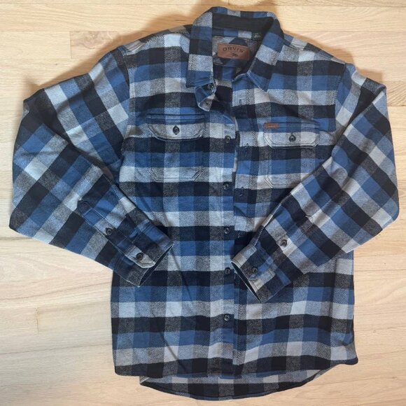 Orvis Blue Plaid Heavy Flannel - Picture 1 of 6
